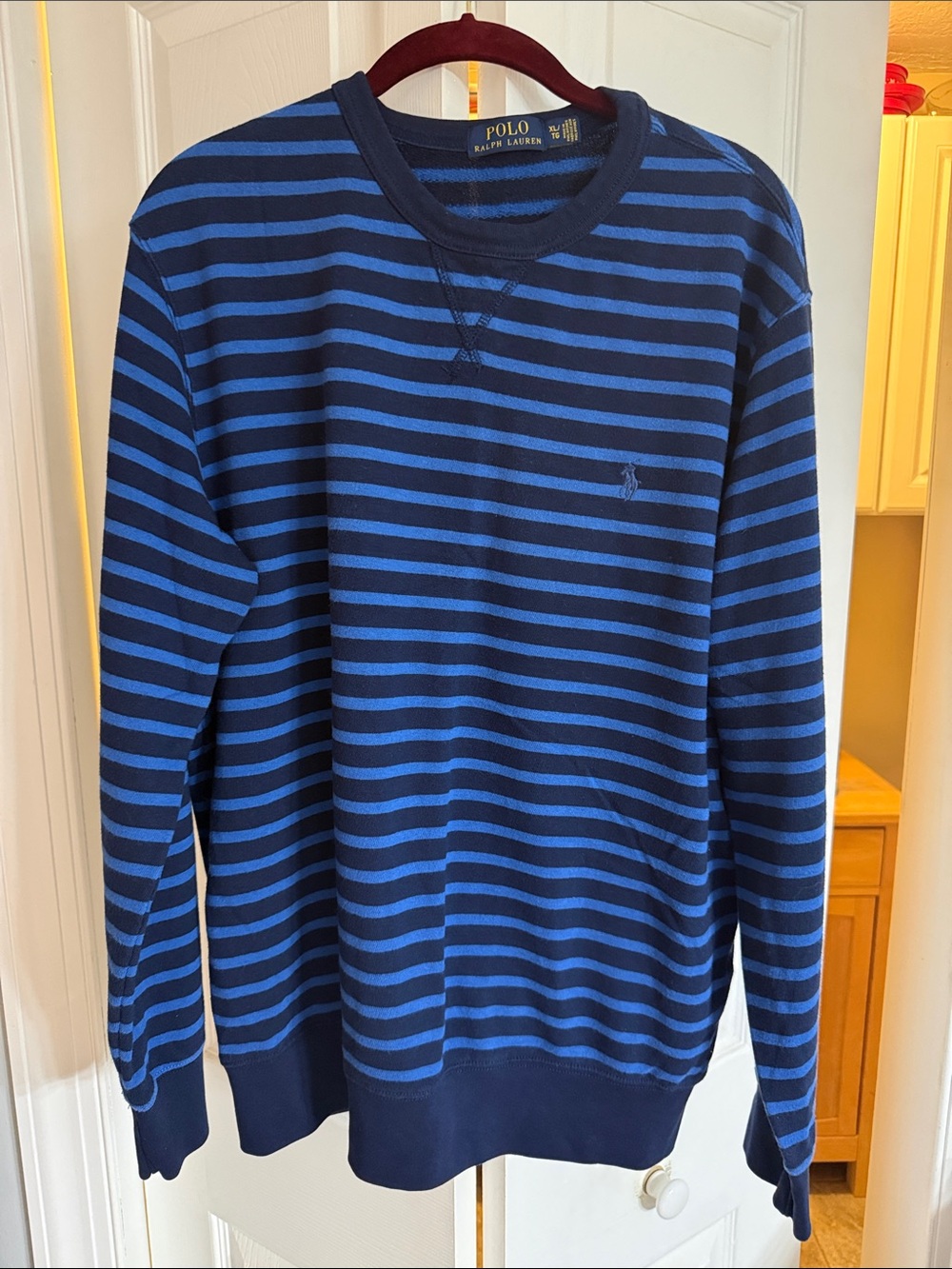 Polo by Ralph Lauren Navy and Royal Blue Striped Crewneck Sweater